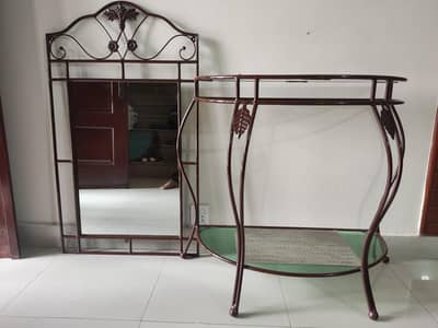 Iron & Glass Console & Mirror for sale