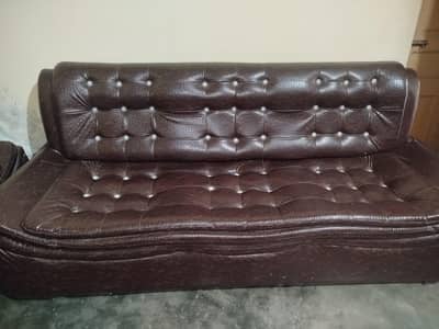 5-seater brown leatherette Sofa set 3×2