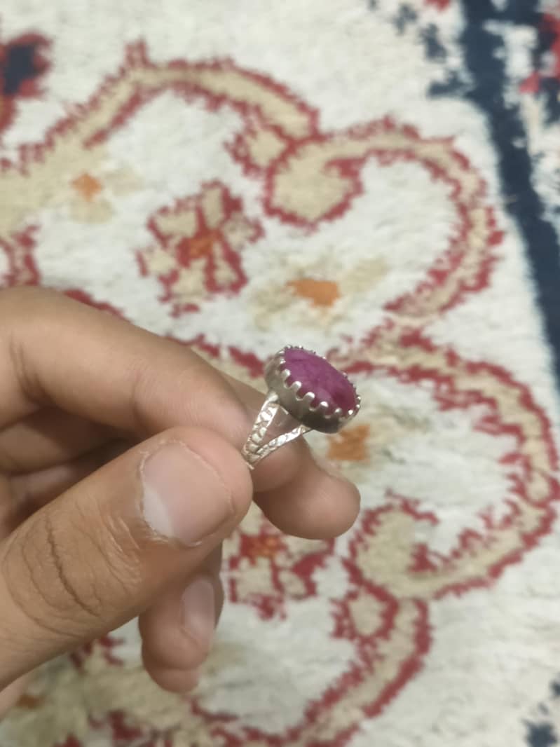 Ruby stone chandi ring 2
