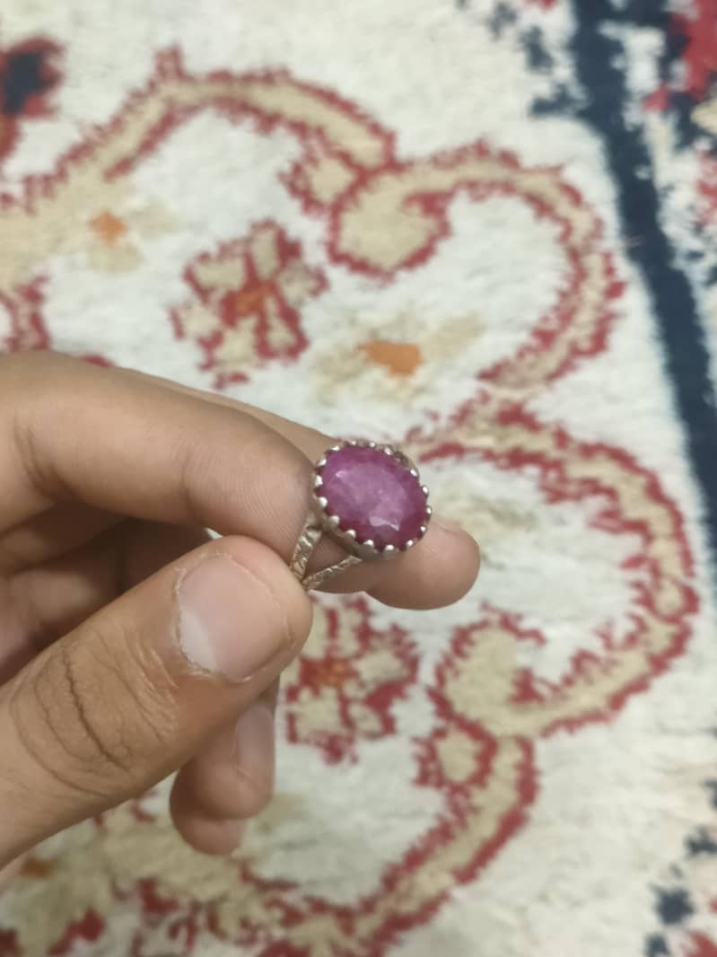 Ruby stone chandi ring 3