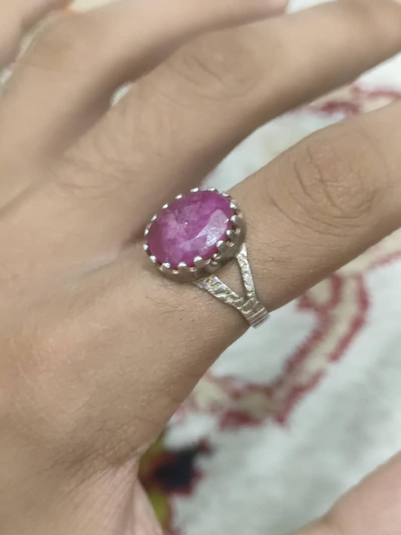 Ruby stone chandi ring 4
