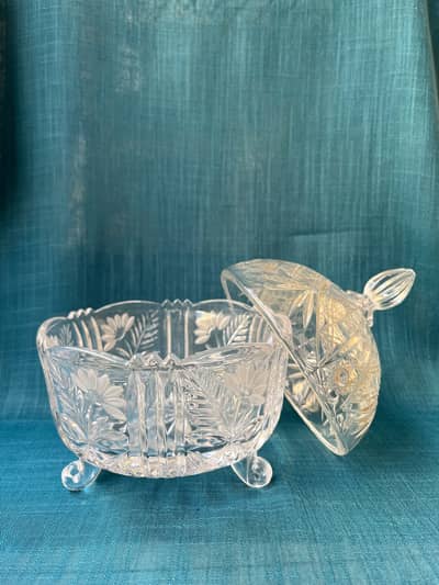 Antique Cut Crystal Lidded Bowl
