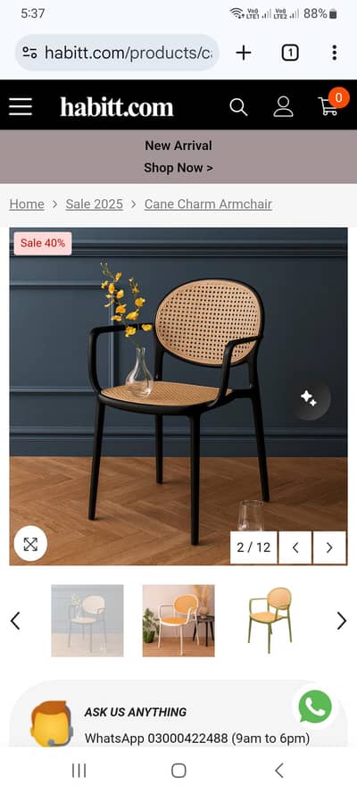 Rattan chair pair of 2