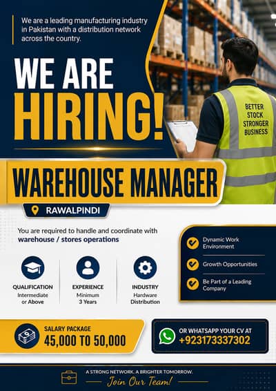Warehouse Manager – Rawalpindi