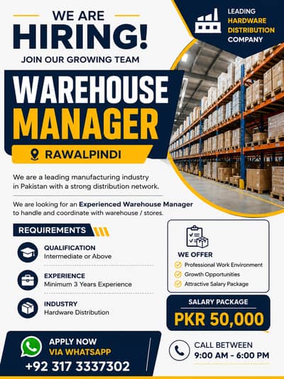Warehouse Manager – Rawalpindi