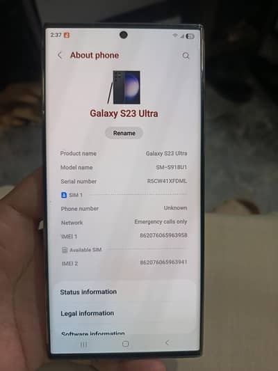 Samsung S 23 Ultra 8/256 non pta