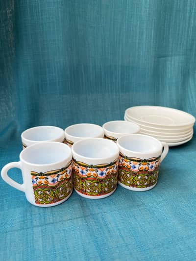 Arcopal France Vintage Tea Set — 6 Cups + 6 Saucers