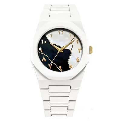 Luxury White Marble Arabic Dial Watch for Men