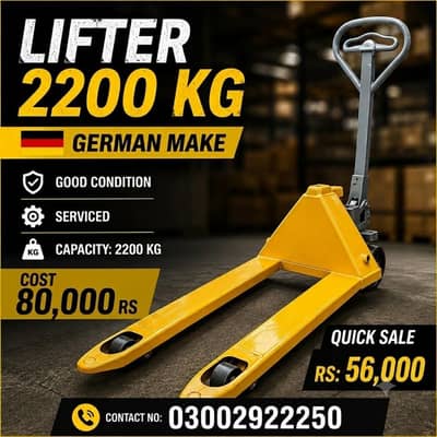 German Make 2200 KG Lifter | Good Condition | Serviced | Quick Sale