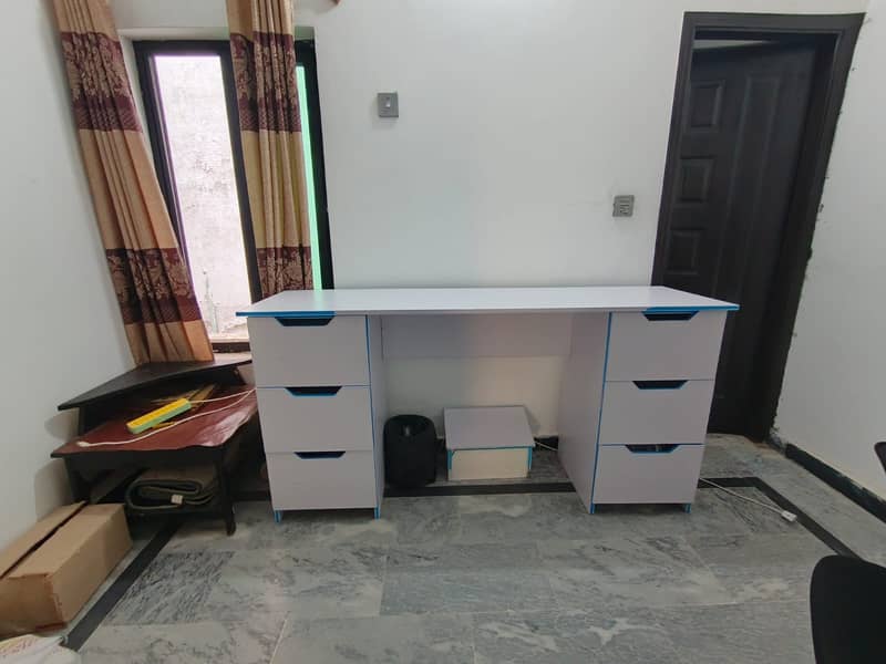 Customized Computer Table with 6 Drawers 2