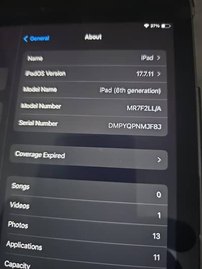 i pad 6th generation ios 17.7. 1 Excellent condtion good battery