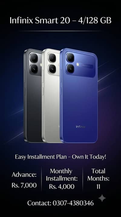 Infinix smart 20 Pta Approved 4/128GB On Easy Installment Plan