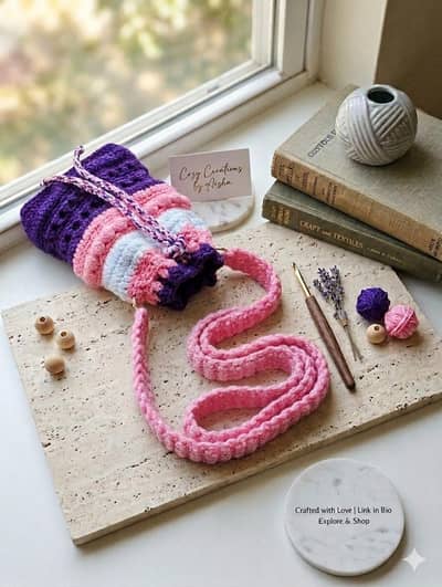 Crochet Pastel Purple & Pink Sling Bag - Cozy Creations by Aisha