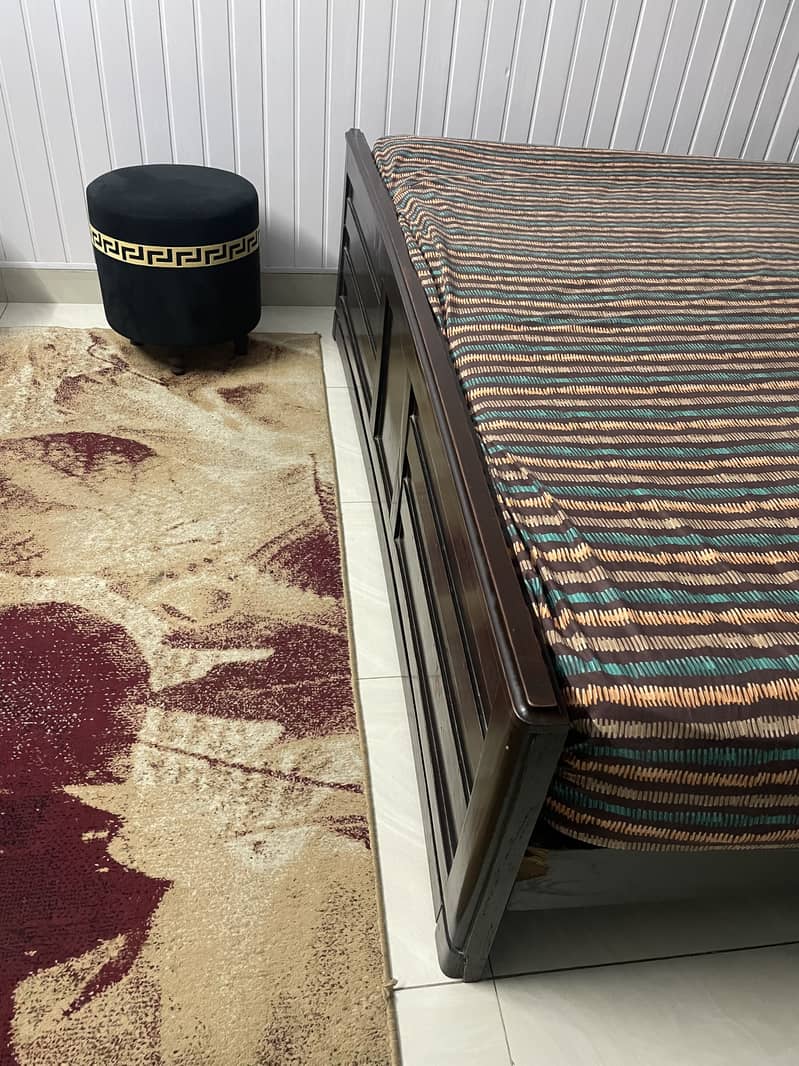 Solid Wooden Bed with one side table and 1 dressing drawer 1