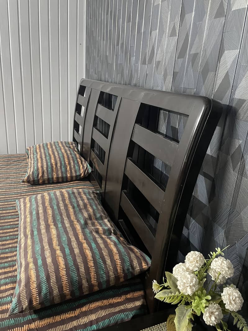 Solid Wooden Bed with one side table and 1 dressing drawer 2