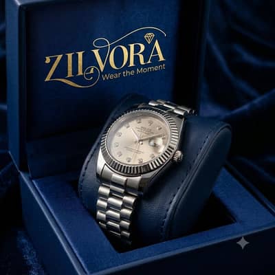 Zilvora Datejust-Style Steel Watch – Silver Dial, Jubilee Bracelet