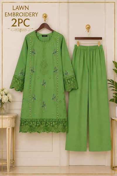 Lawn Embroidered 2PC Suit - Heavy Front Embroidery