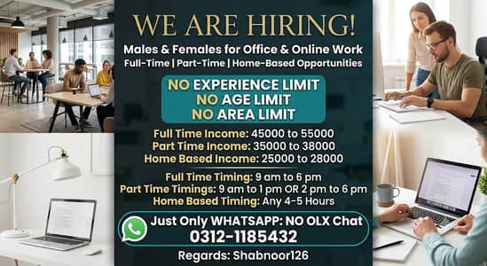 we are hiring staff male and female for online and office work