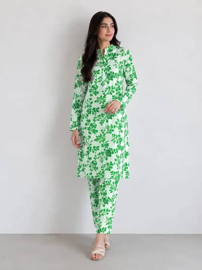 2 Pcs Women's Unstitched Printed Suit