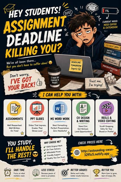 Student Assignment & CV Services + video editing
