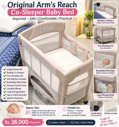Original Arm's Reach Co-Sleeper Baby Bed (Imported USA)