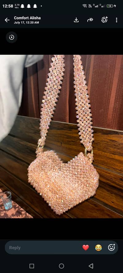 Barbie core heart shape beaded bag 