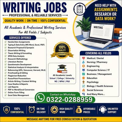 thesis and article writing. assignments