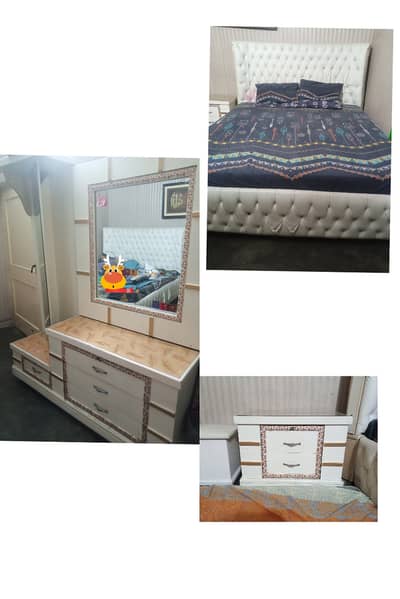 Complete Bedroom MatchingSet - King Bed + Dressing + Side Table - Good