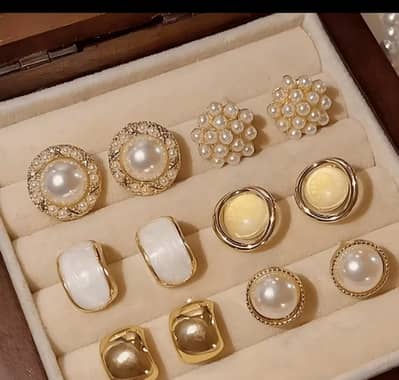Pearl & Gold Stud Earrings-6 designs available(new)