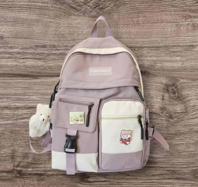 Girls pink oxford bag pack with 6 pockets