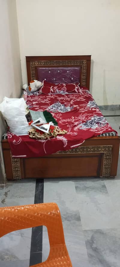 Wooden Single Bed With Metress For Sale