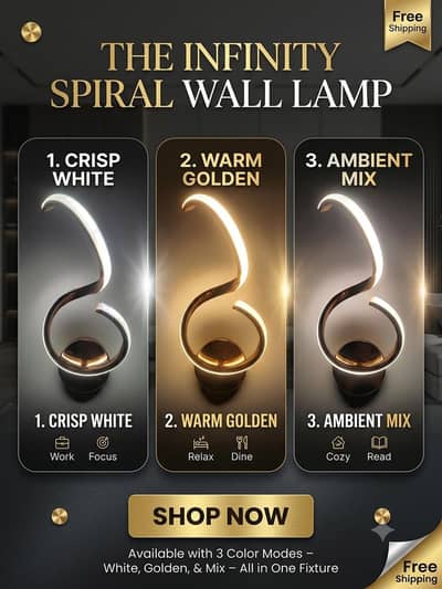 3-in-1 Colour S shape wall lamp