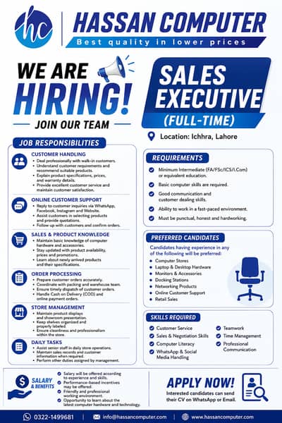 Need a Salesman for my Computer Store & to Manage my website + Social