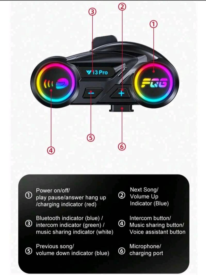 Y12 Pro Intercom Device for Helmets 7