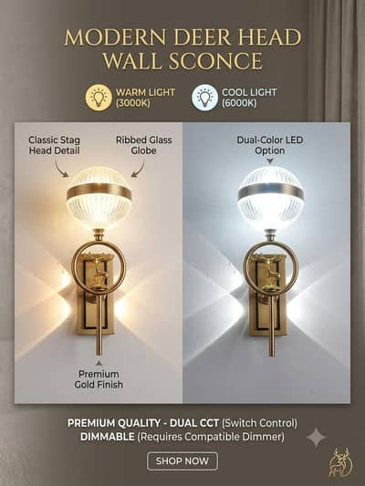 3 in 1 Colour changing wall light , scone