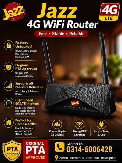 jazz router 4G all sims working Cat6