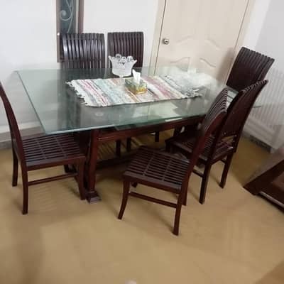 6 seater dining glass table