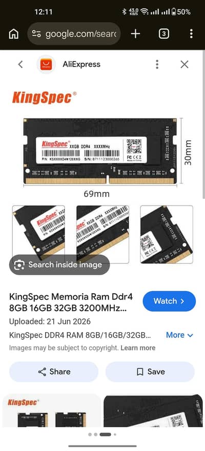 Ram DDr 4  barad new 8 gb