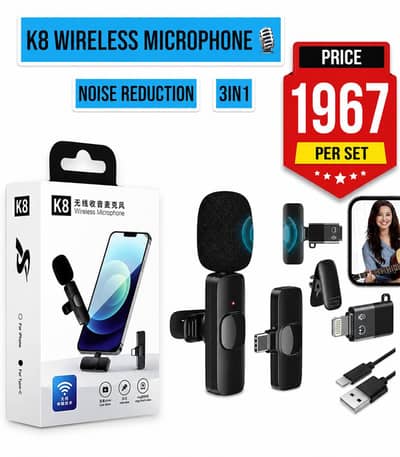 K8 Wisless Mic Black 3-in-1 Bluetooth 5