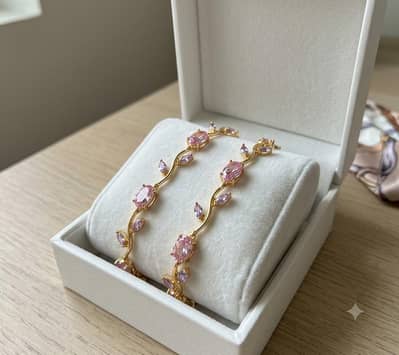 Elegant Charm Bracelet Set of 2 | Crystal Stone | New