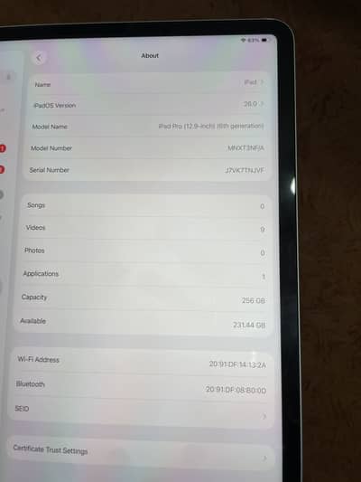 Ipad pro 256gb 12.9 inch M2 bypass