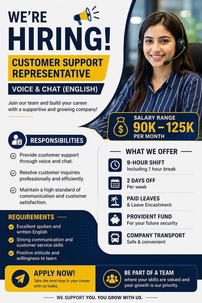  We're Hiring – Customer Support Representative (Voice & Chat)