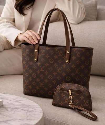 Women's Brown Leather JangbagSet With Small Bag