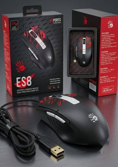 Bloody ES8 Esports Gaming Mouse-lightweight 77g,7 Programmable Buttons