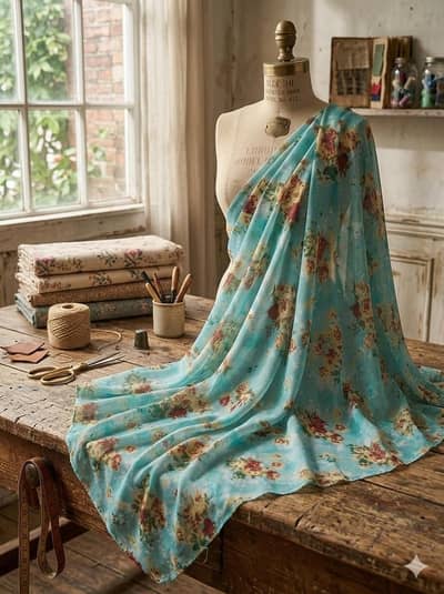 Vintage Japanese Georgette Fabric – 50 Years Old Imported