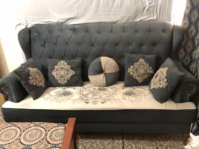 5 seater Dark Grey Velvet Sofa Set