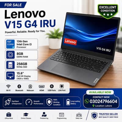 Lenovo V15 G4 IRU Laptop | Core i3 13th Gen | 8GB 256gb nvme