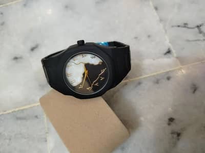 Aura Marble Dial Unisex Watch Black Strap