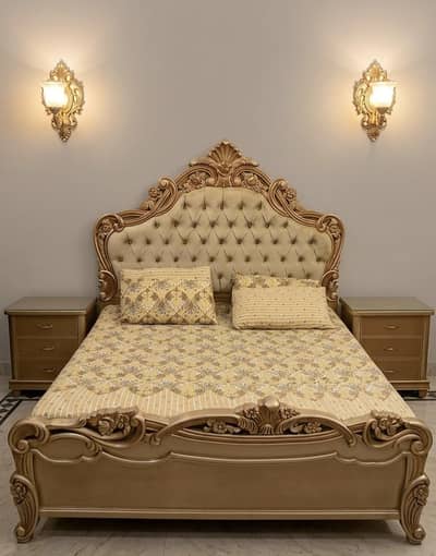 Bedroom Furniture Set-king bed two side tables and one