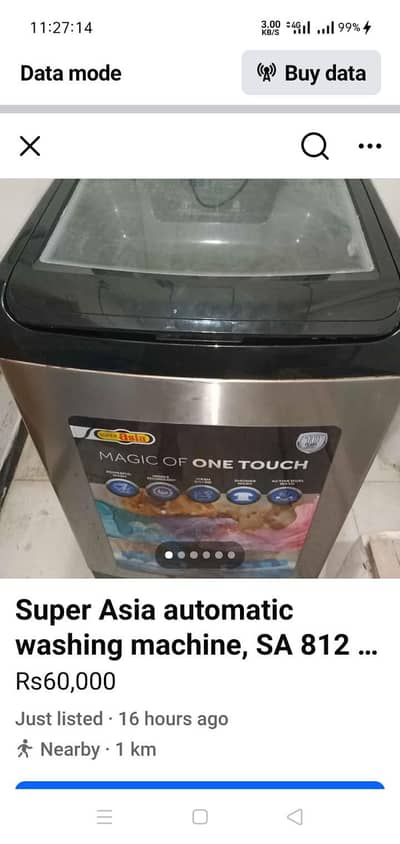 Super Asia Automatic Washing Machine Model SA 812  Mamoly used